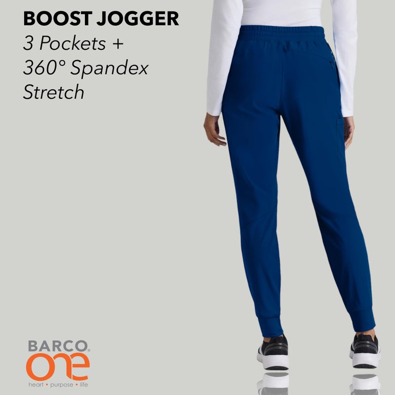 BARCO One Boost Classic Fit Scrub Jogger for Women â€“ Indigo, 3-Pocket Mid-Rise Pants w/ 360 Spandex Stretch, Moisture Wicking, Anti-Static and Quick-Shed â€“ Small, Petite Fit - Image 4